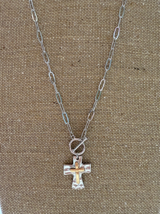 link cross necklace