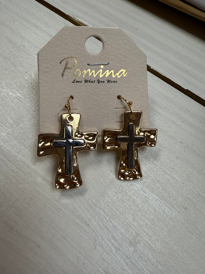 Cross dangle earrings