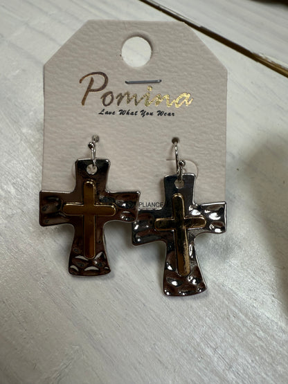 Cross dangle earrings