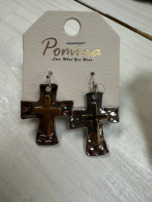 Cross dangle earrings
