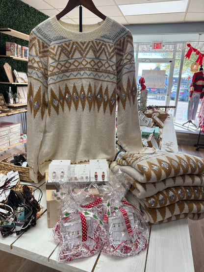 WT1050L MULTI PRINT SWEATER TOP