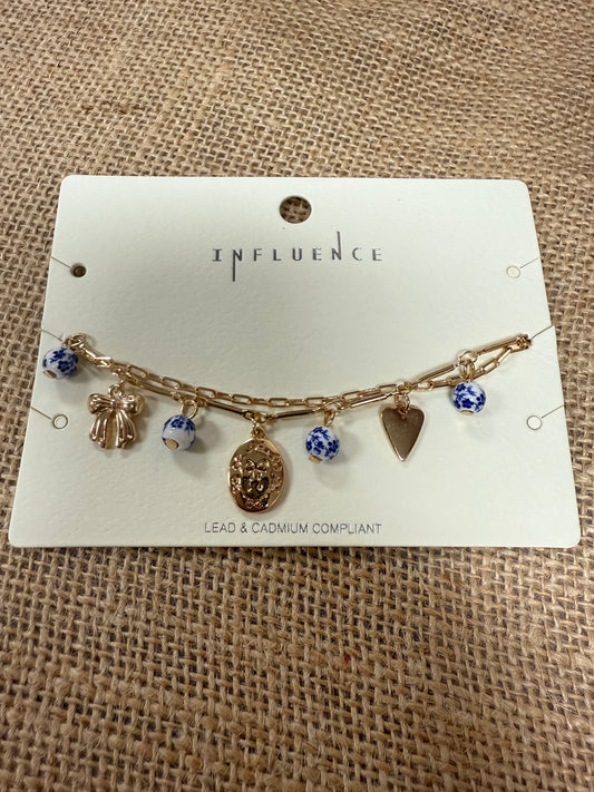 Blue gold charm bracelet