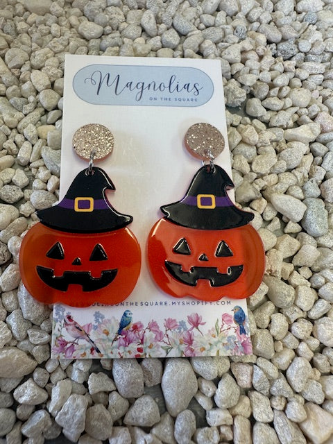 WITCH JACK O LANTERN EARRING