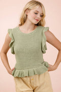 12W3640N-Ruffled Sweater Knit Top