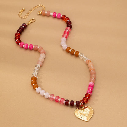 MULTI BEADED CHAIN HEART CHARM NECKLACE | 80N92630