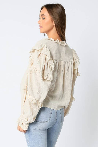 Ruffle Sleeve Cotton Top