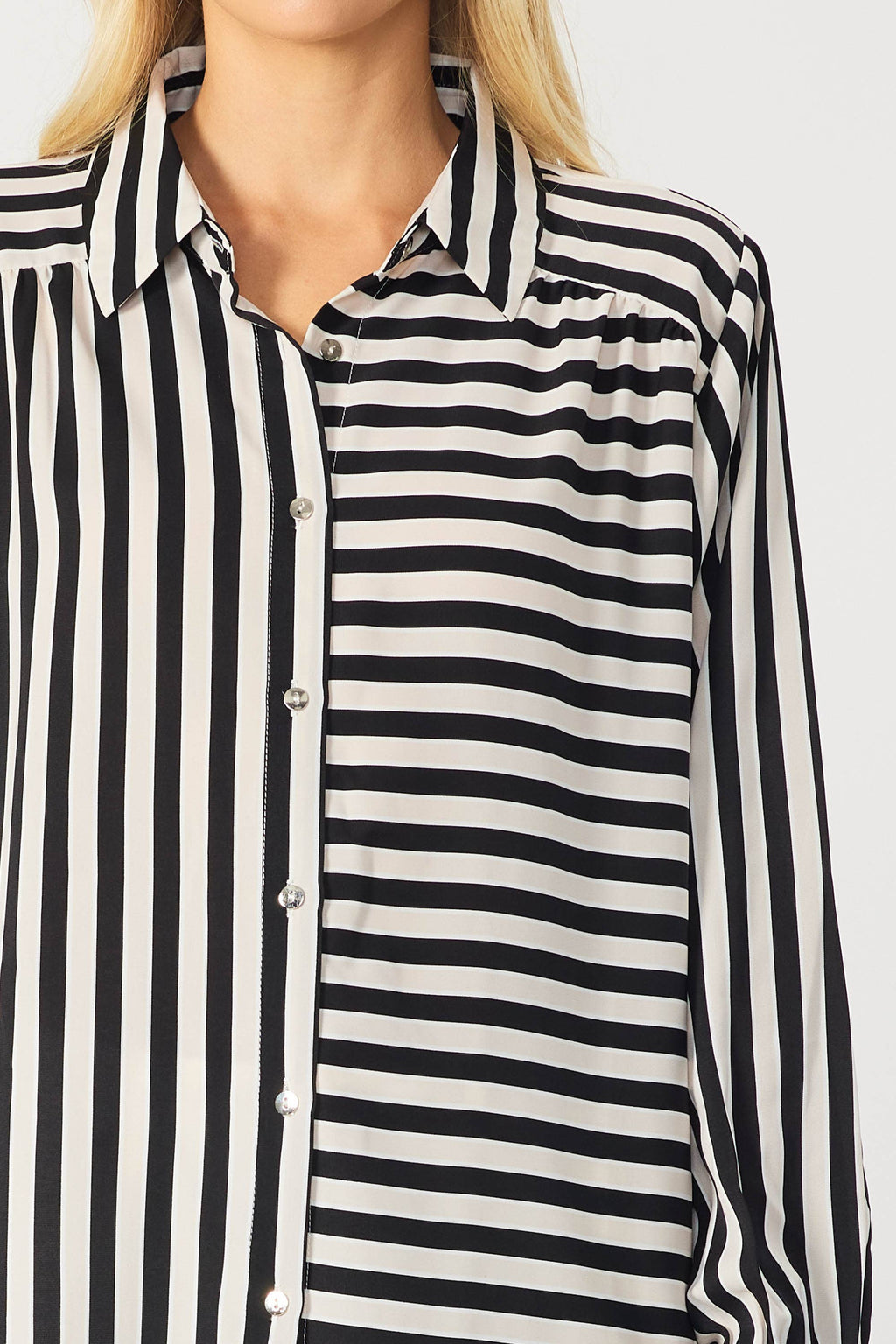 IT3857 - STRIPED BUTTON DOWN BLOUSE
