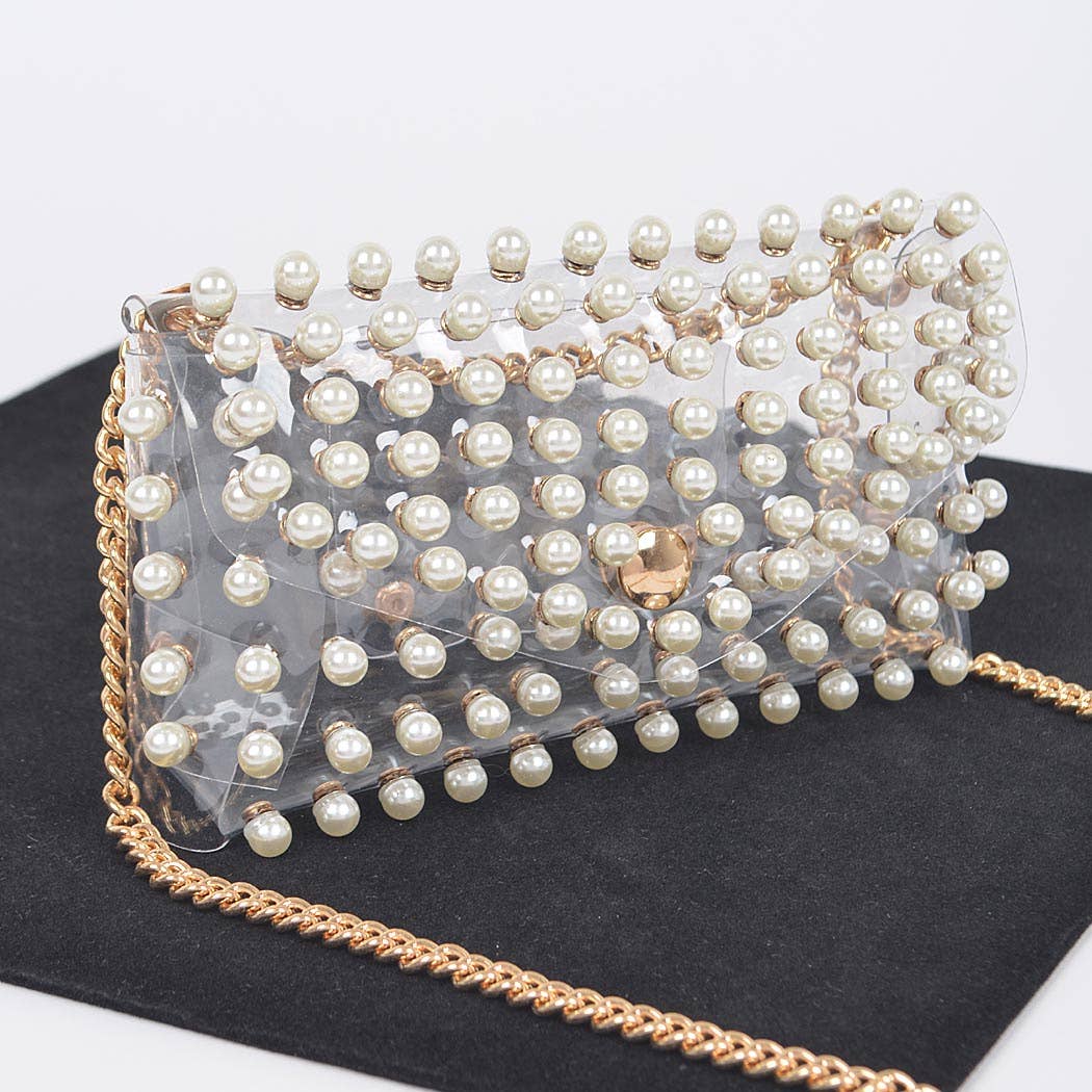 Rhinestone Clear Belt Bag W/Chain PB8633