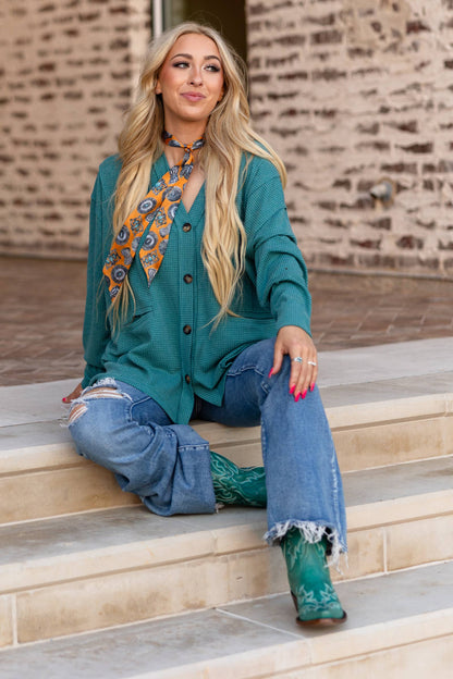 Two-Tone Charm Cardigan: Magenta / L