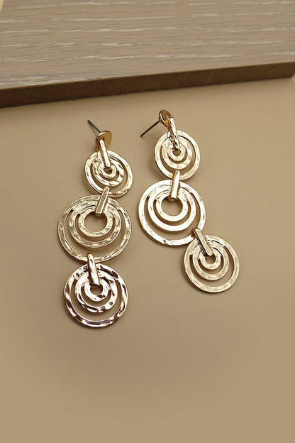 3 ROW GOLD CIRCLE DROP EARRINGS | 52E2090556