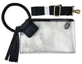 AD205T See Through Clear Cuff Handle Tassel Wristlet Crossbody
