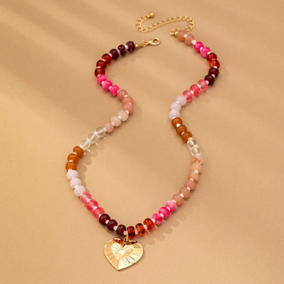 MULTI BEADED CHAIN HEART CHARM NECKLACE | 80N92630