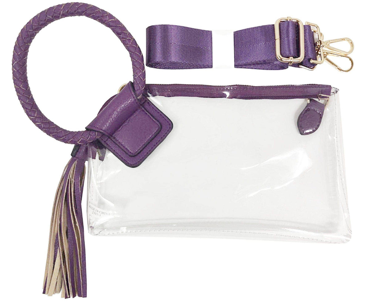 AD205T See Through Clear Cuff Handle Tassel Wristlet Crossbody