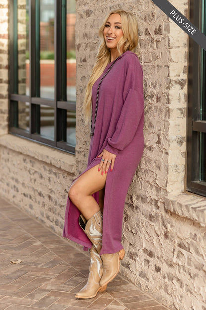 PLUS SIZE Waffle Knit Thermal Duster