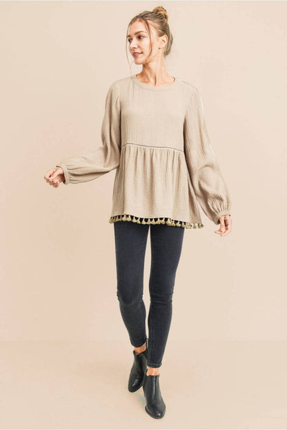 COTTON GUAZE BABYDOLL TOP
