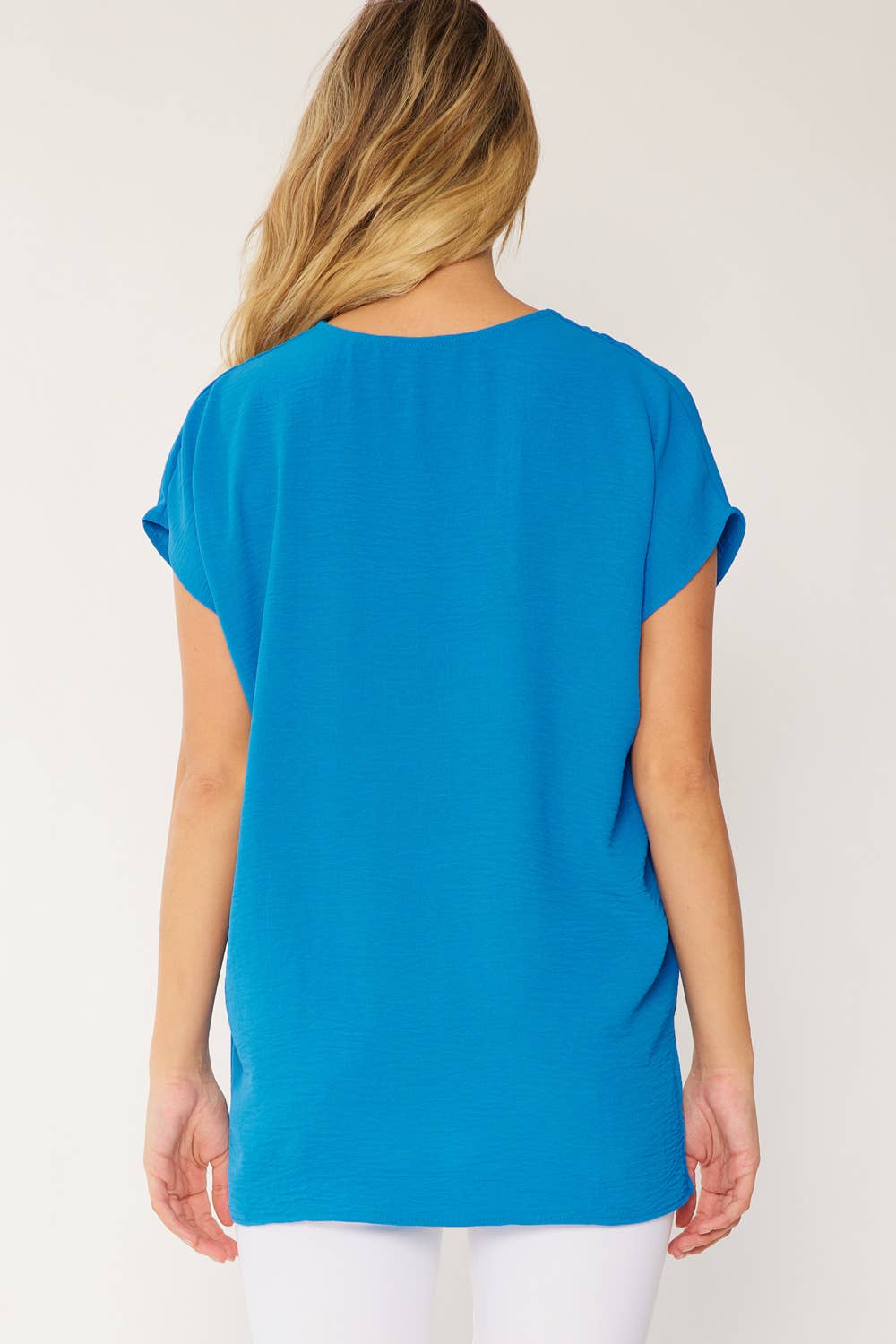 ST3611-PLUS - SOLID V NECK RELAXED FIT SHORT SLEEVE TOP