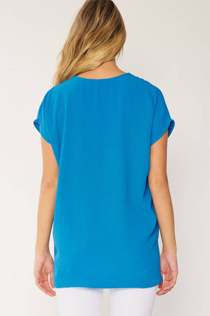 ST3611-PLUS - SOLID V NECK RELAXED FIT SHORT SLEEVE TOP