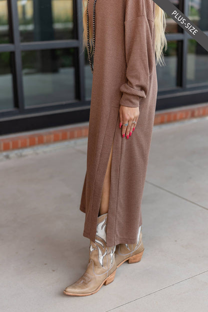 PLUS SIZE Waffle Knit Thermal Duster