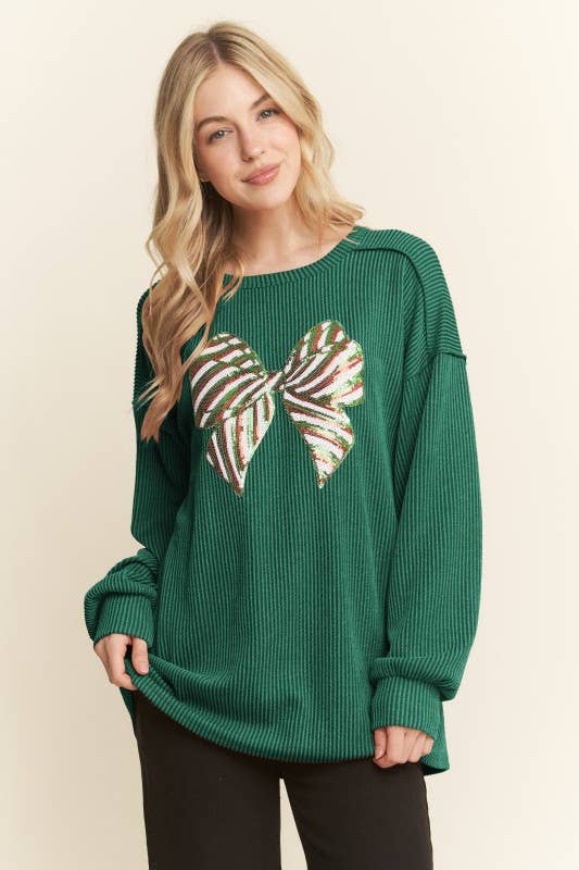ET7746-19 LONG SLEEVE URBAN RIBBED TOP WITH RIBBON PATCH