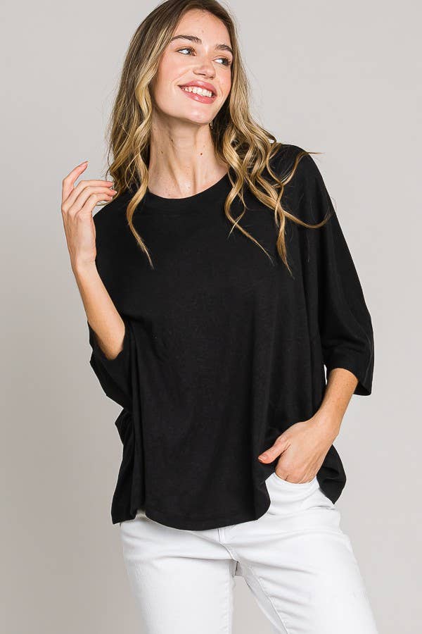 Elbow sleeve oversize cocoon knit top