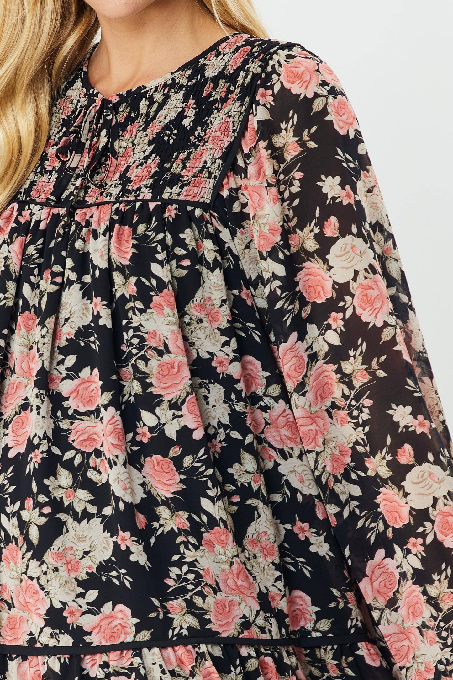 ID4269 - FLORAL PRINT BABYDOLL SILHOUETTE DRESS