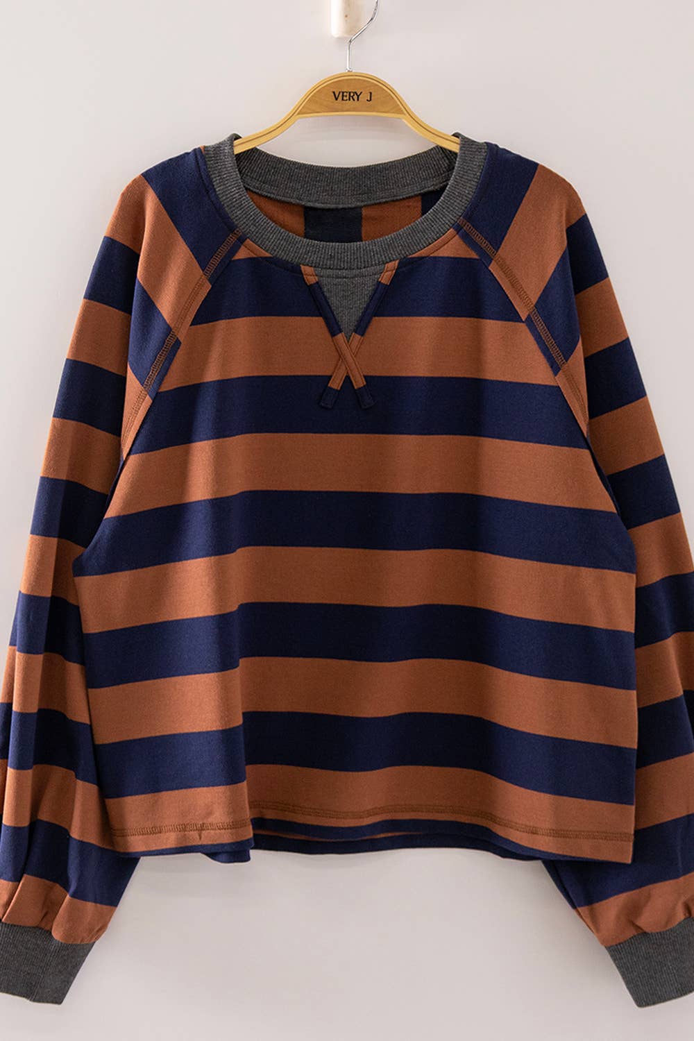 NT12828-Casual Stripe Cropped Top