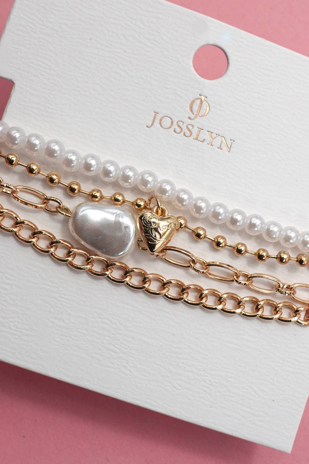 HEART PEARL LINK MULTI SET BRACELETS | 40B5163