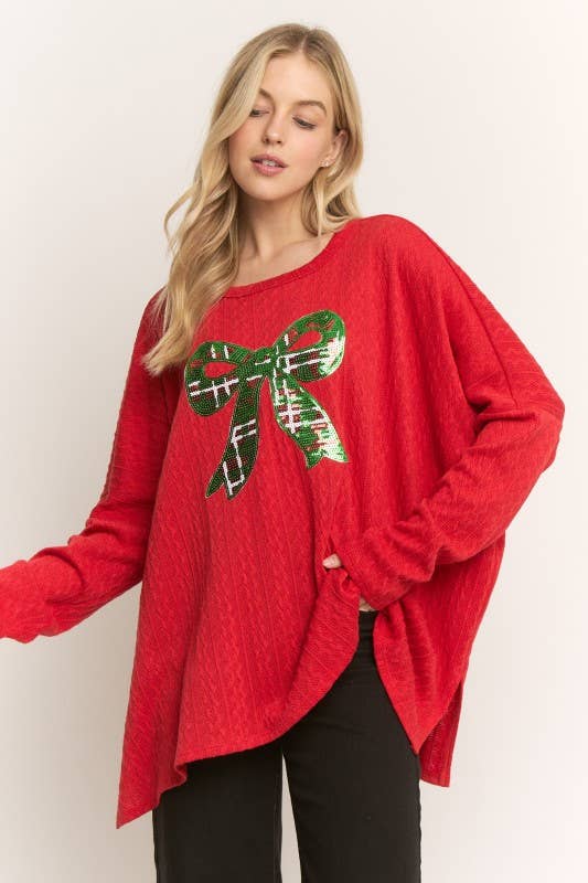ET7748-17 LONG SLEEVE TOP WITH CHRISTMAS PATCH