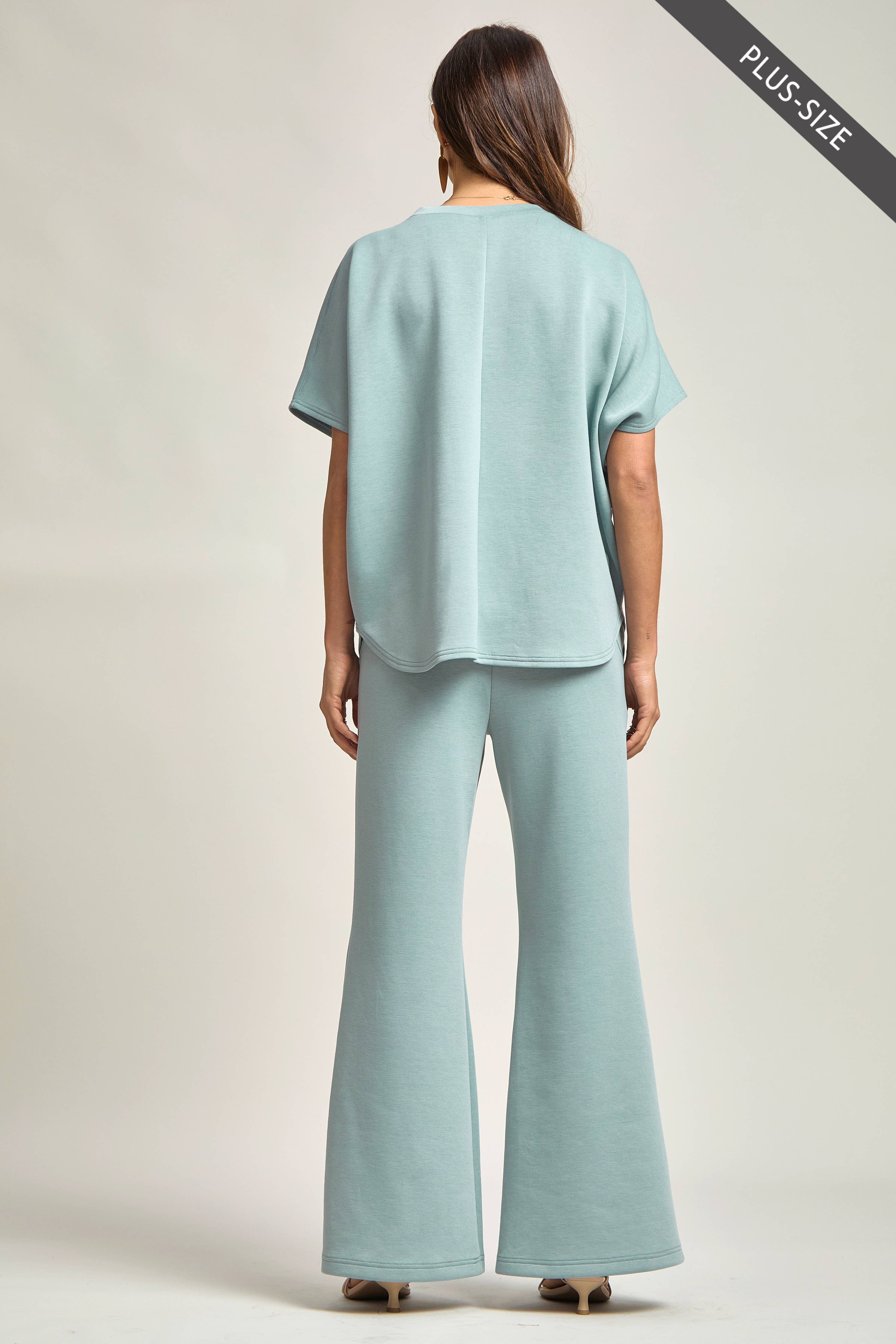 PLUS SIZE Poncho Top + Bell Bottom Modal Set
