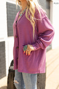 PLUS SIZE Two-Tone Charm Cardigan: Magenta / 1X