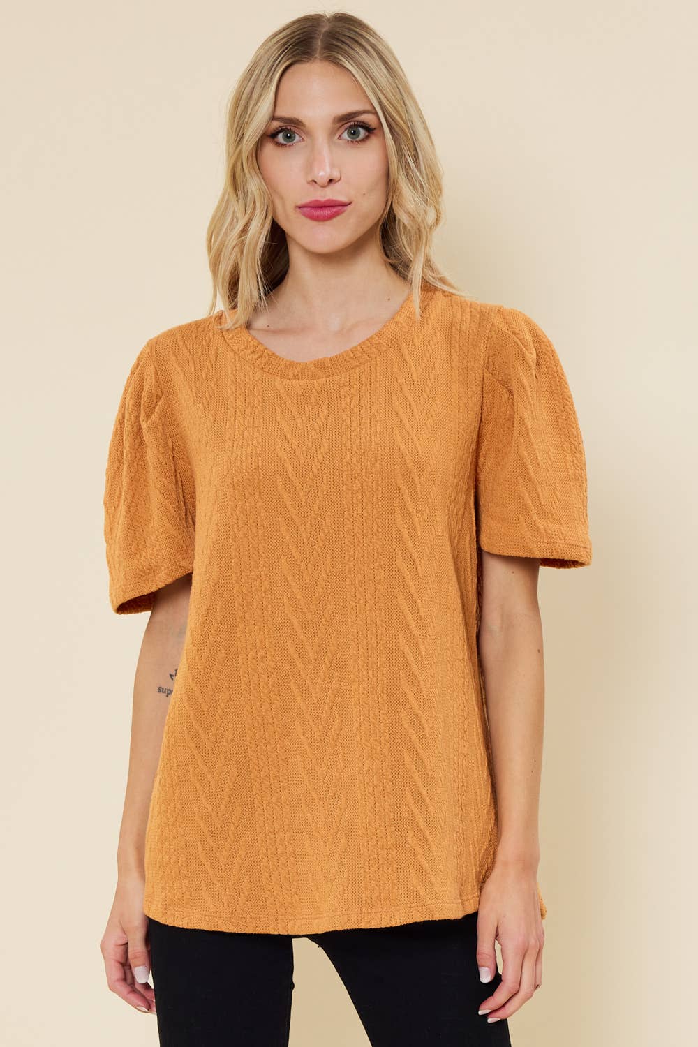 ST3032 - PUFF SLEEVE SWEATER KNIT TOP