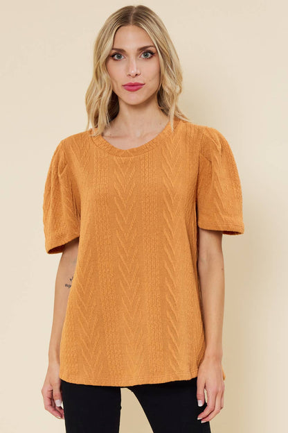 ST3032 - PUFF SLEEVE SWEATER KNIT TOP