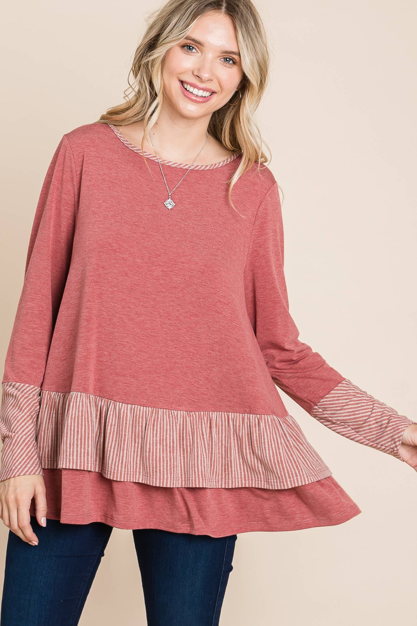 ETK-8635-PL Plus Size Tiered Babydoll Top