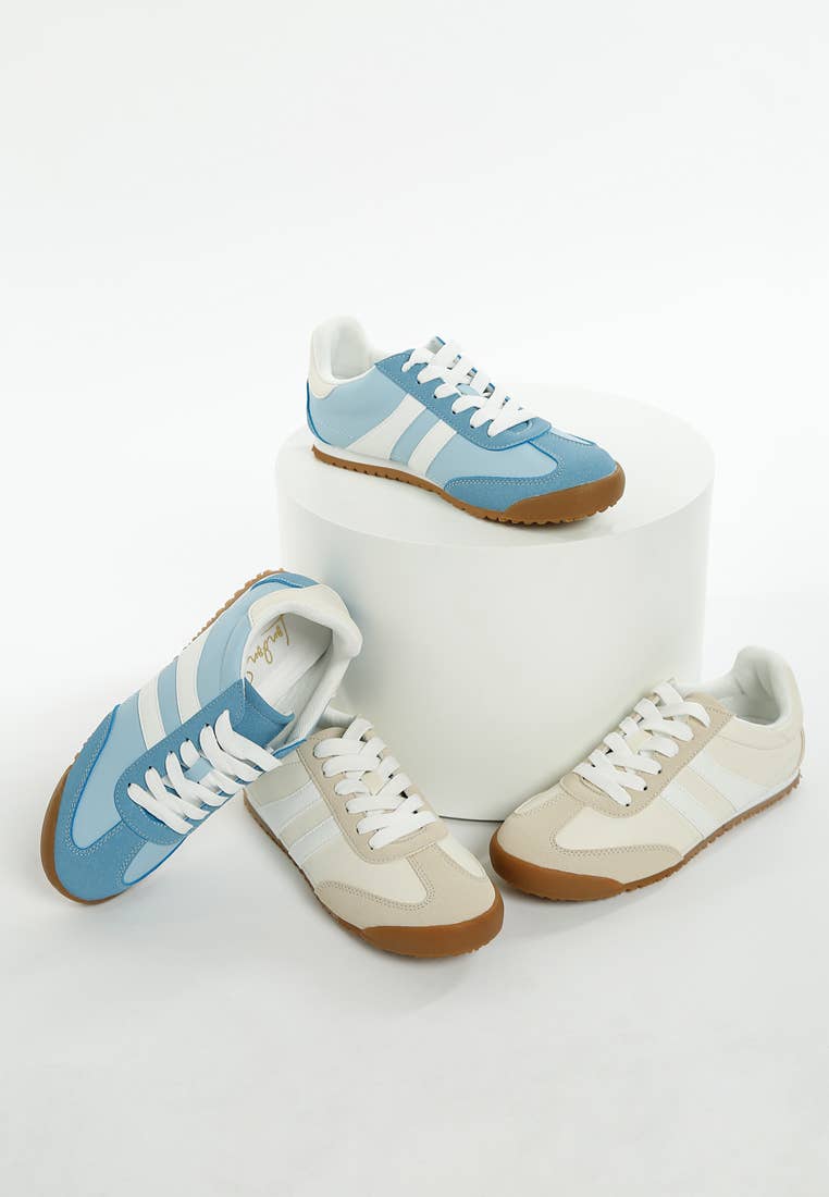 Peak Burn Casual Lace-Up Sneakers: Beige / US-6 / UK-4 / EU-37