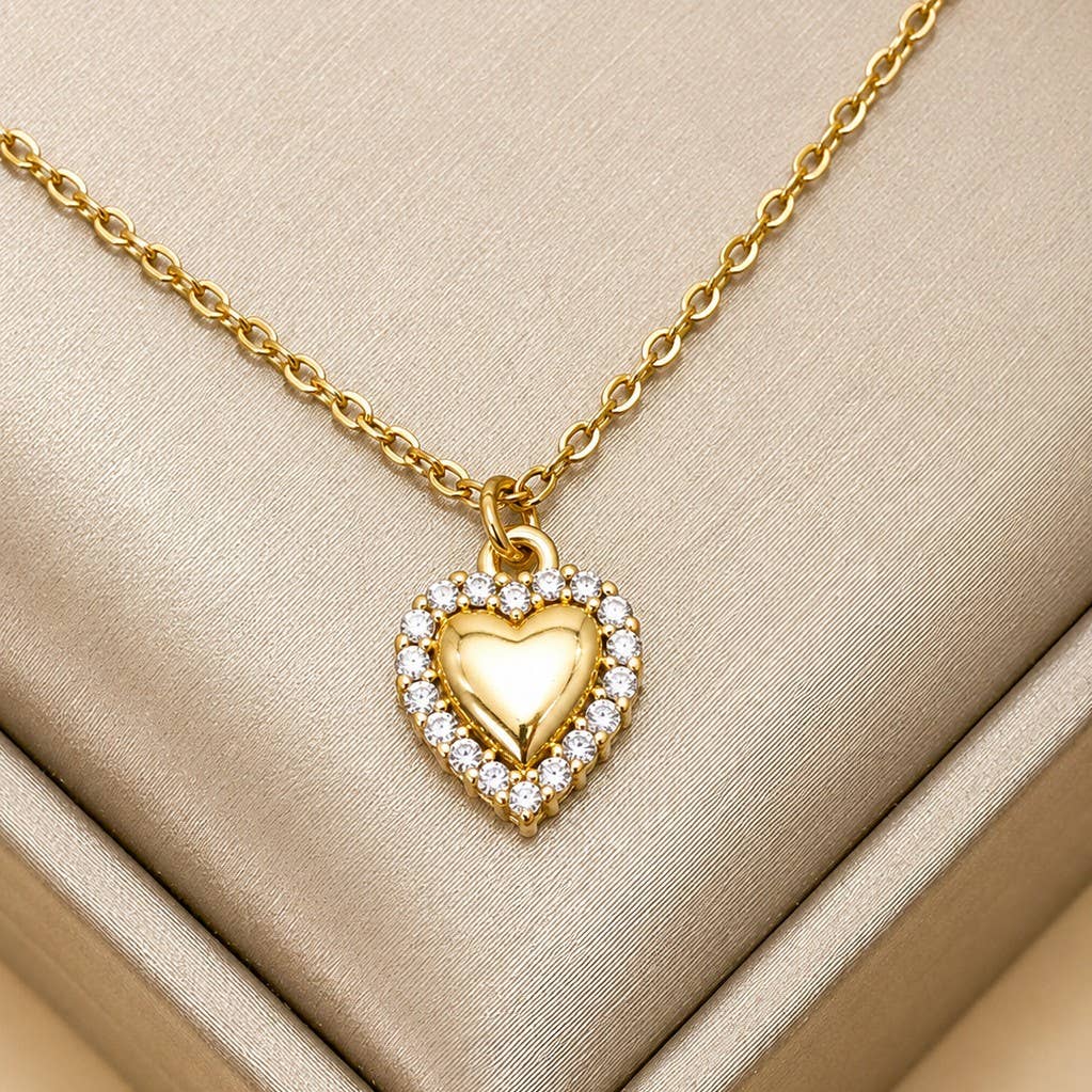 18K STAINLESS STEEL TARNISH FREE HEART NECKLACE | 40NK9732