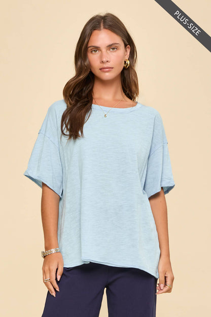 PLUS SIZE Short Sleeve Cotton Top