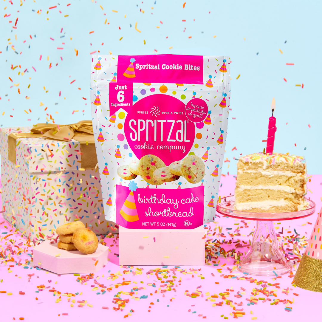 Birthday Cake Shortbread Cookie Bites 5oz- Case of 8