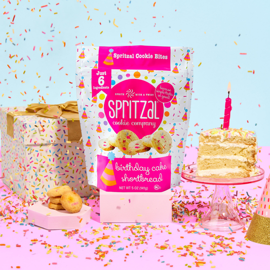 Birthday Cake Shortbread Cookie Bites 5oz- Case of 8