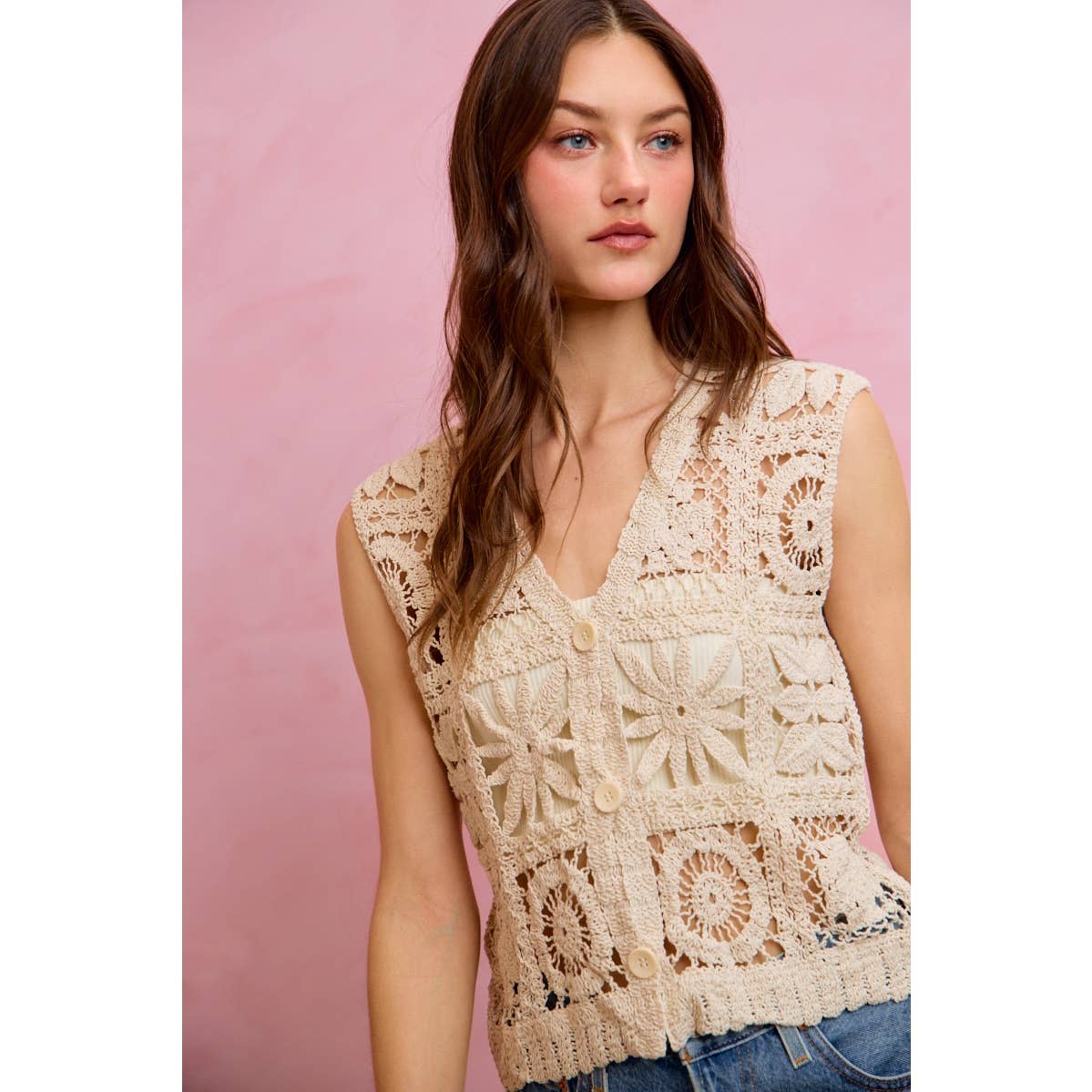 SUMMER CROCHET PATTERNED SLEEVELESS VEST TOP
