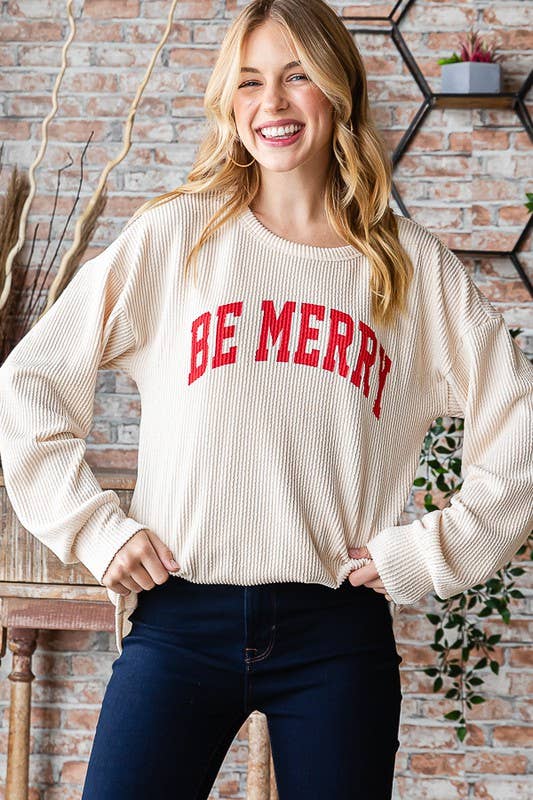 ET7449-12 URBAN RIB RIBBED CHRISTMAS TOP
