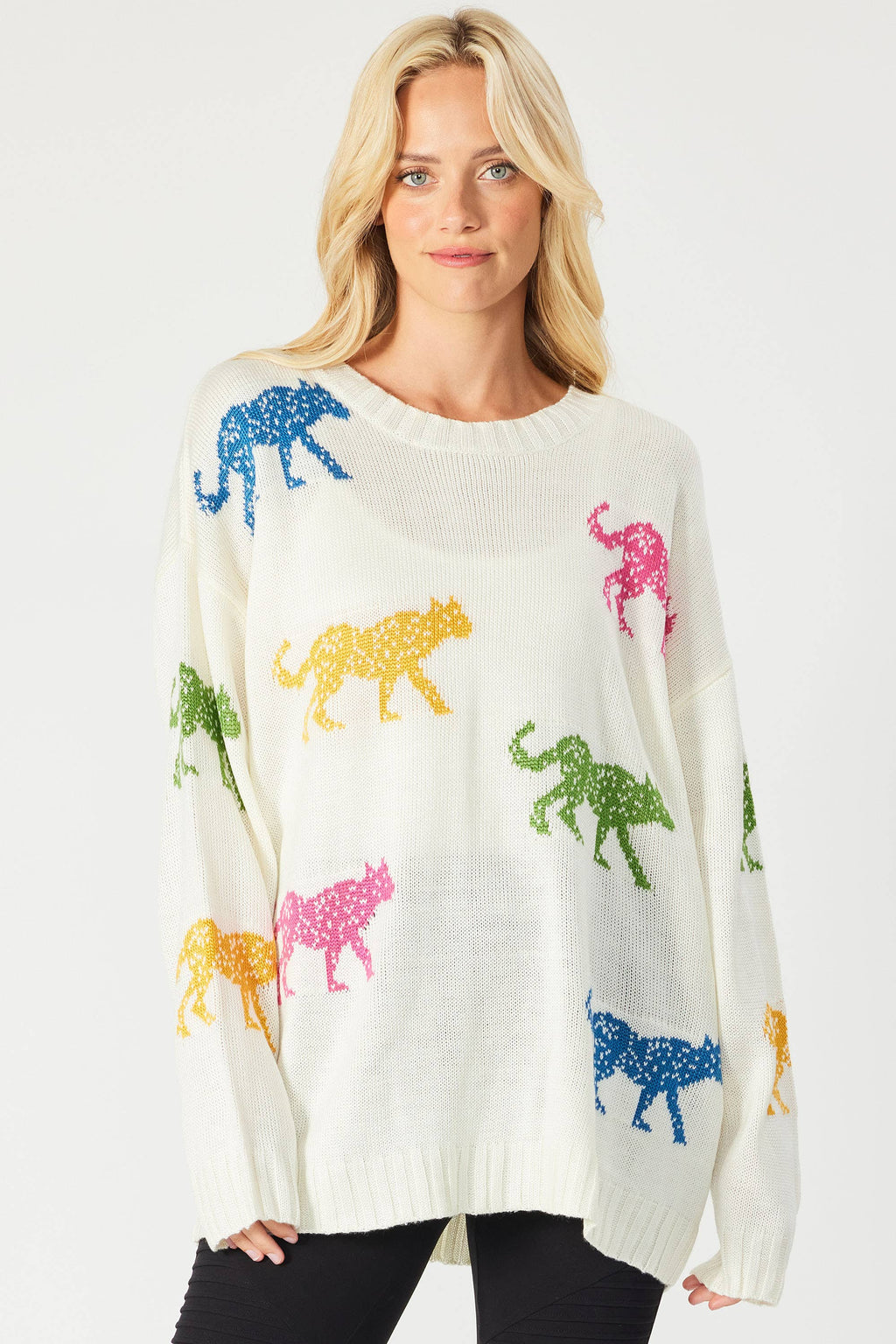 SW5067 - MULTI COLOR CHEETAH OVERSIZED PULLOVER SWEATER