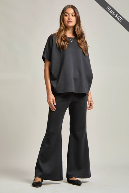 PLUS SIZE Poncho Top + Bell Bottom Modal Set
