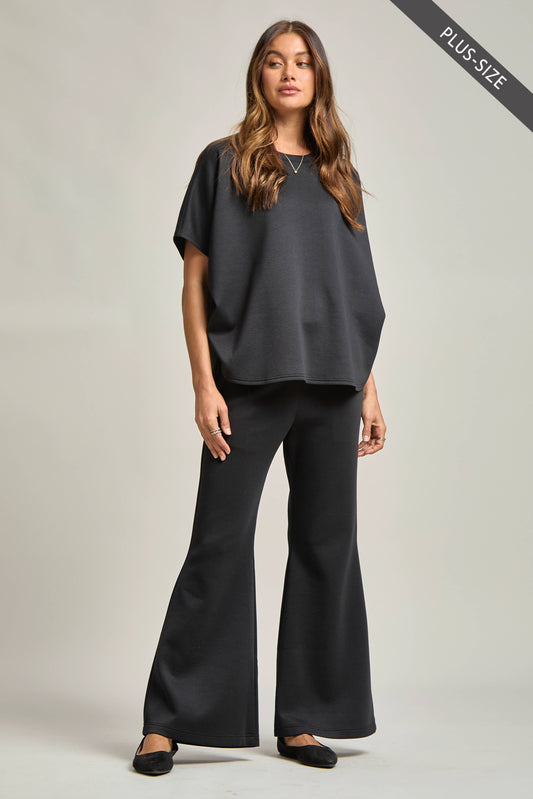 PLUS SIZE Poncho Top + Bell Bottom Modal Set