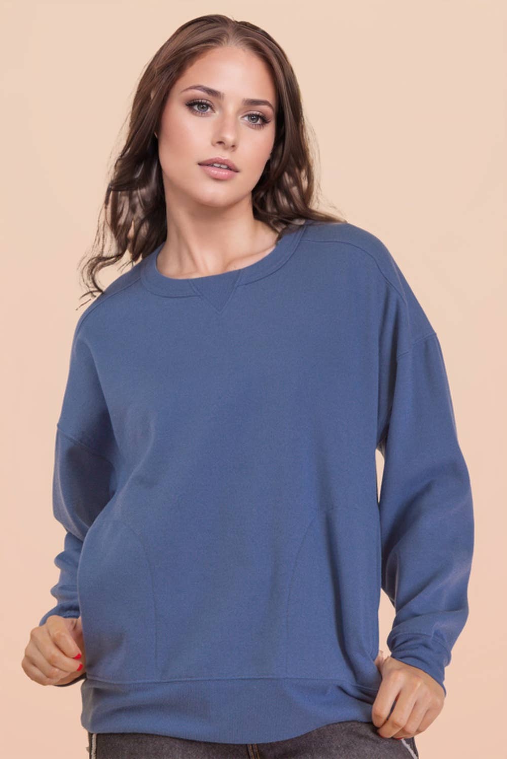 NT12385-Oversized Casual Comfy Solid Knit Top
