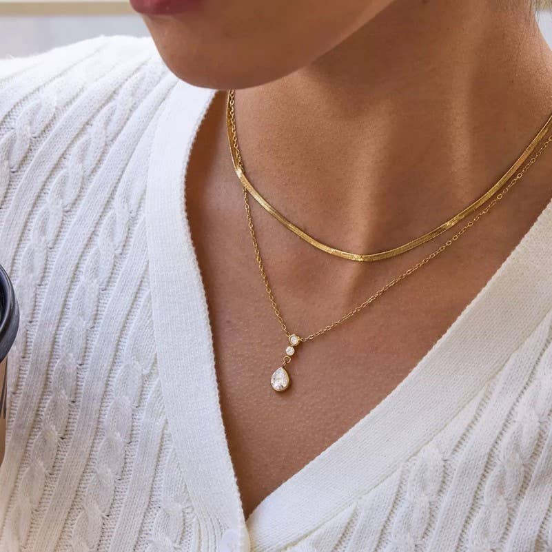 18K STAINLESS STEEL TARNISH FREE LAYERED NECKLACE | 40NK9691