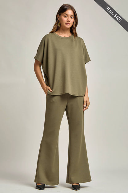 PLUS SIZE Poncho Top + Bell Bottom Modal Set