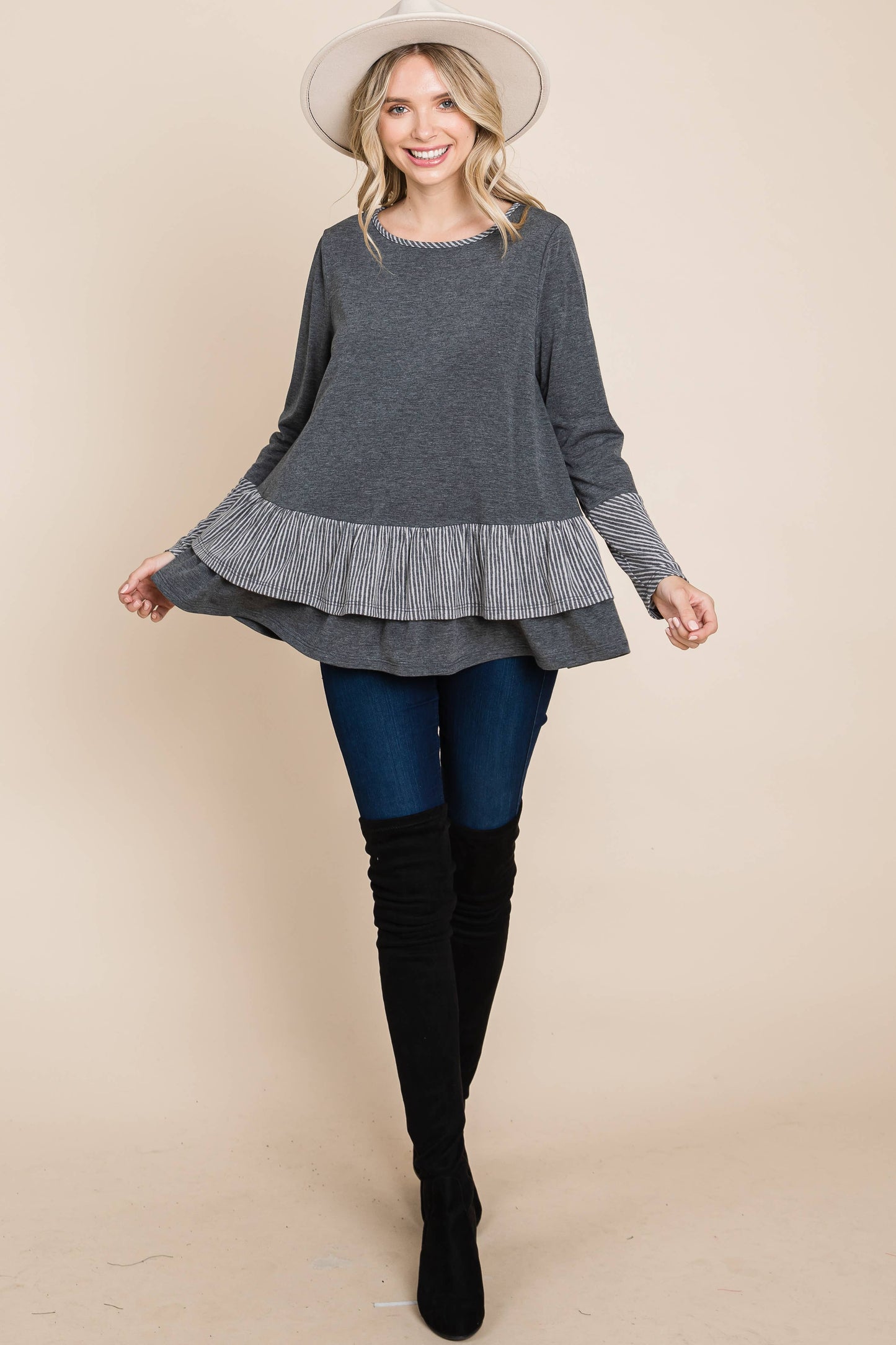 ETK-8635 Tiered Babydoll Top