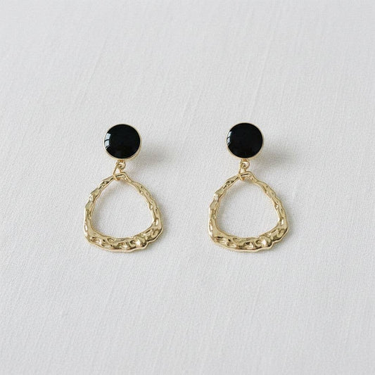Geometric Textured Metal Drop Earrings