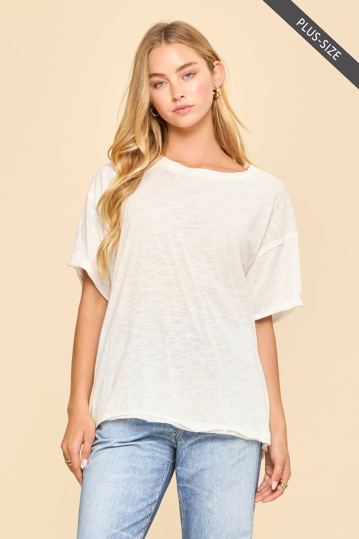 PLUS SIZE Short Sleeve Cotton Top