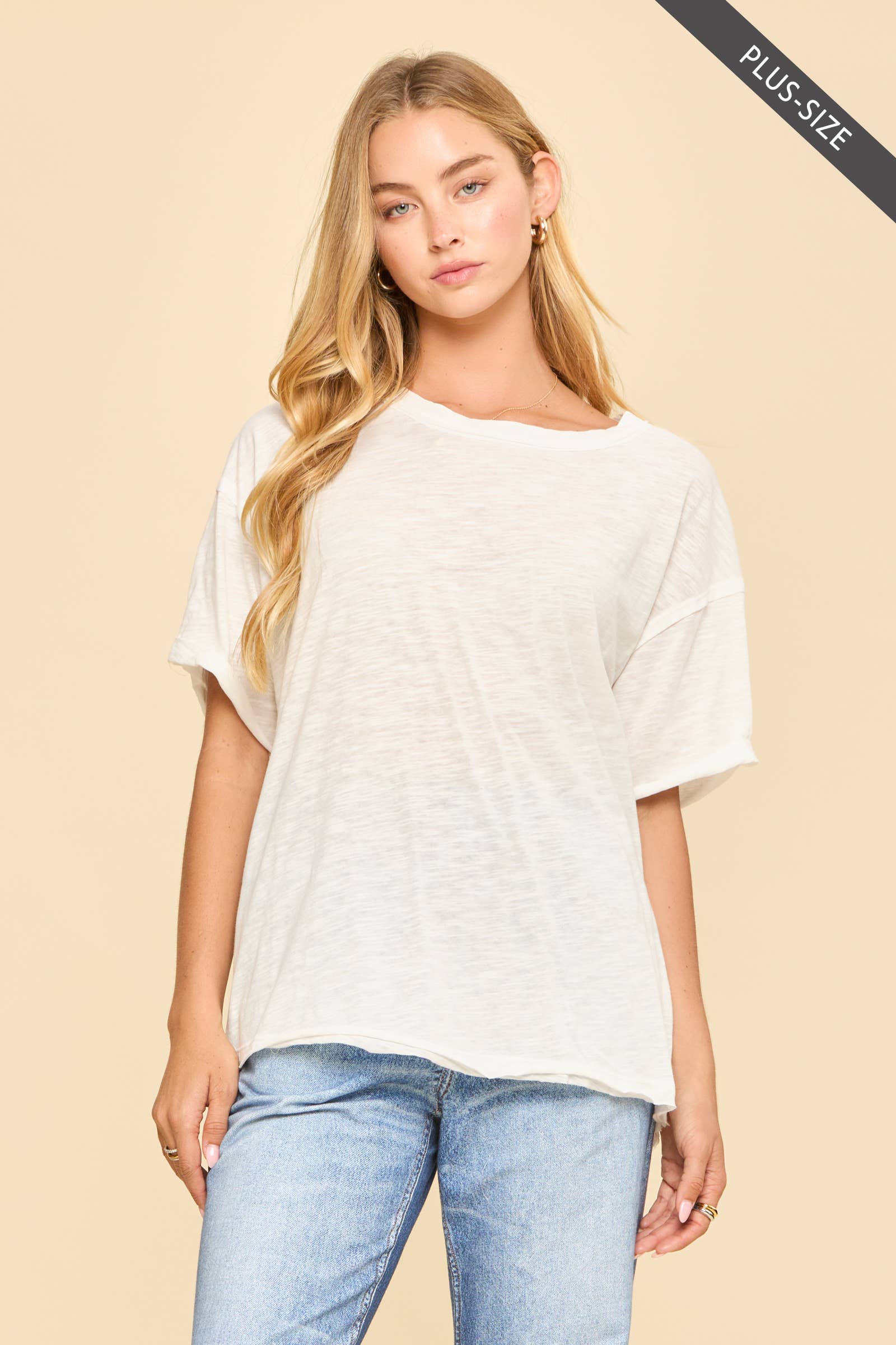 PLUS SIZE Short Sleeve Cotton Top